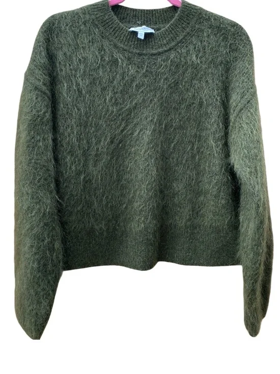 & Other Stories Cozy Olive Green Women's Fuzzy Crewneck Sweater Size Small - Picture 1 of 4